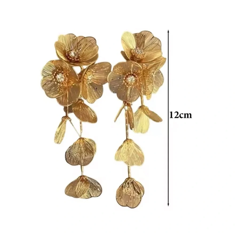 ZARA CASCADING GOLD KATE MIDDLETON FLORAL EARRINGS FLOWER GOLD BAFTAS